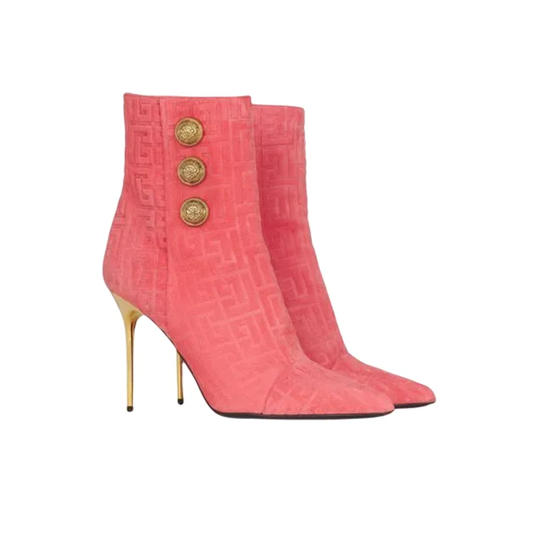 BALMAIN Ankle Boots Women's Light Red-2