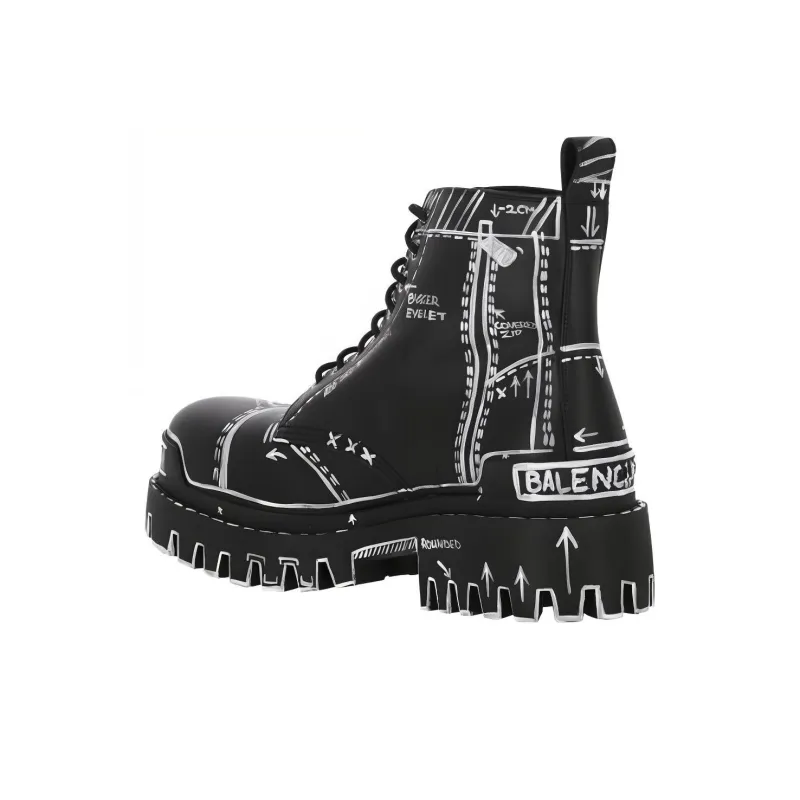 Balenciaga Strike Lace-Up Boot 'Marker Pen Print - Black'-2