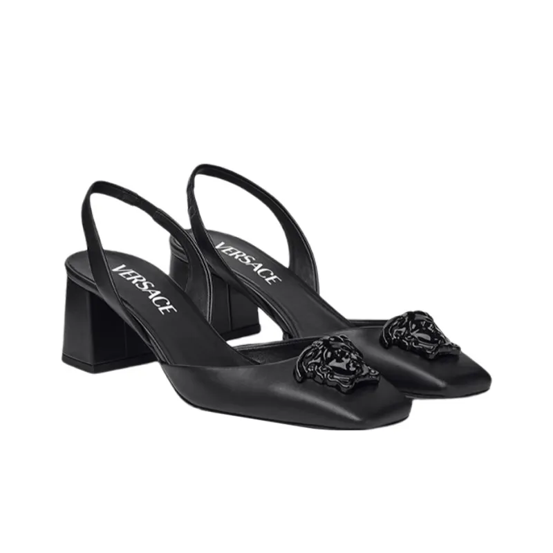 FANSIZHE La Medusa Chunky Heel High Heels Women's Black-3