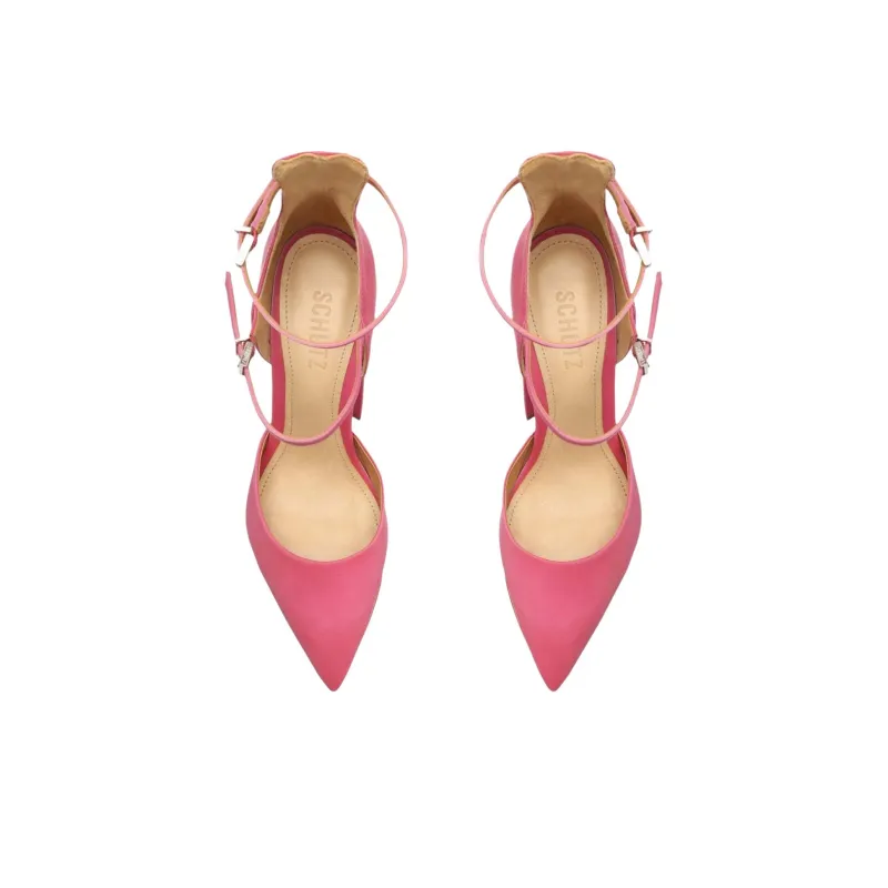 Schutz Chunky Heel High Heels 14cm Women's Pink-4