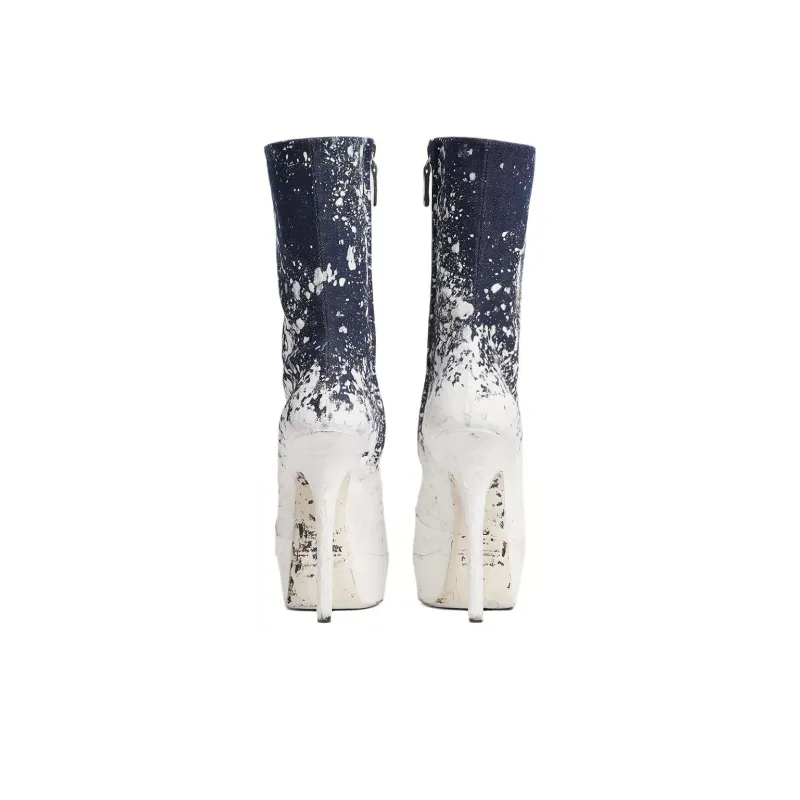 DSQUARED 2 120mm Painterly print Leather Boots Women's-3