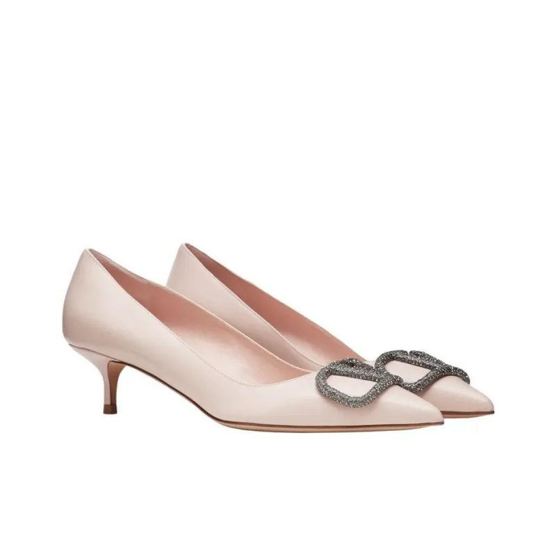Valentino VLogo Signature Slim Heel High Heels Women's Light Pink-2