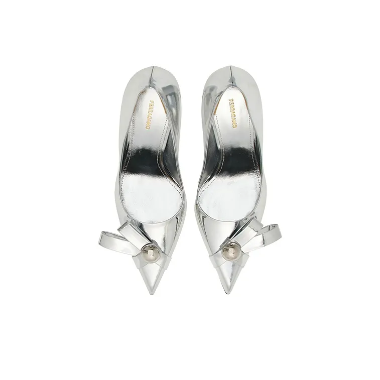 FERRAGAMO 85mm Metallic-finish Leather Pumps-2
