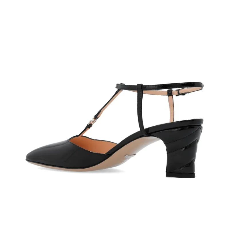 GUCCI Chunky Heel High Heels 5.5cm Women's Black-3