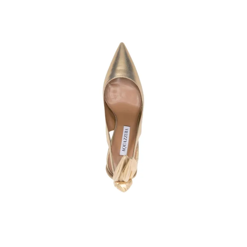 AQUAZZURA Calfskin Slim Heel High Heels 10.5cm Women's Gold-3