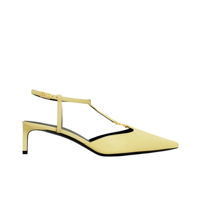 CELINE KITTEN Slim Heel High Heels 5cm Women's Yellow-1