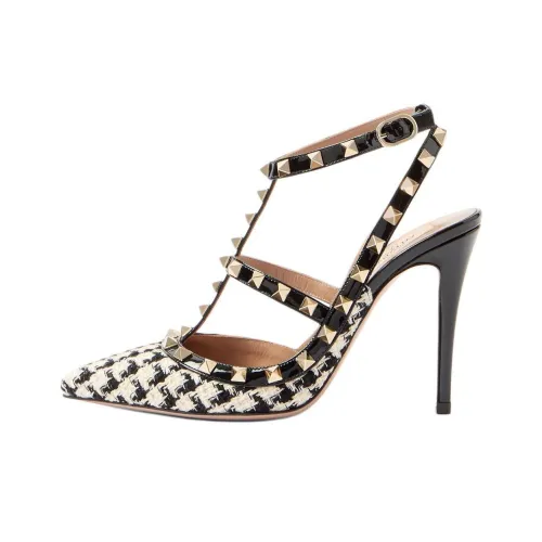 Valentino GARAVANI ROCKSTUD Slim Heel High Heels 10cm Women's Black White
