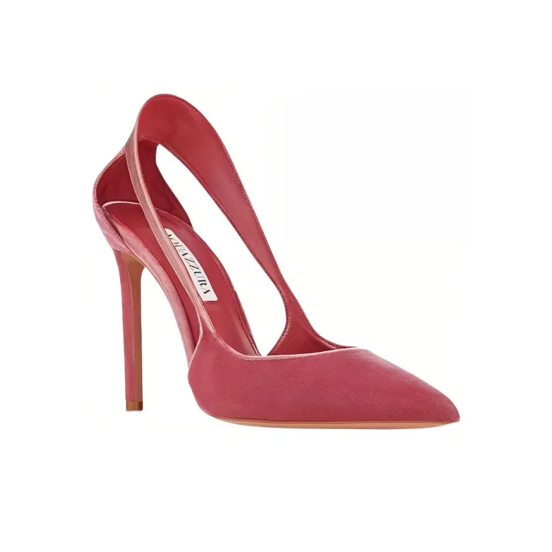 AQUAZZURA Bow Tie 105mm Velvet-finish Pumps-2