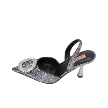 NICOLI Selma Slim Heel High Heels 7cm Women's Gray Black