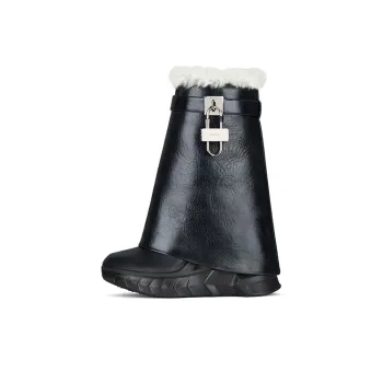 Givenchy Shark Lock Ankle Boots Biker Black Natural Women's
