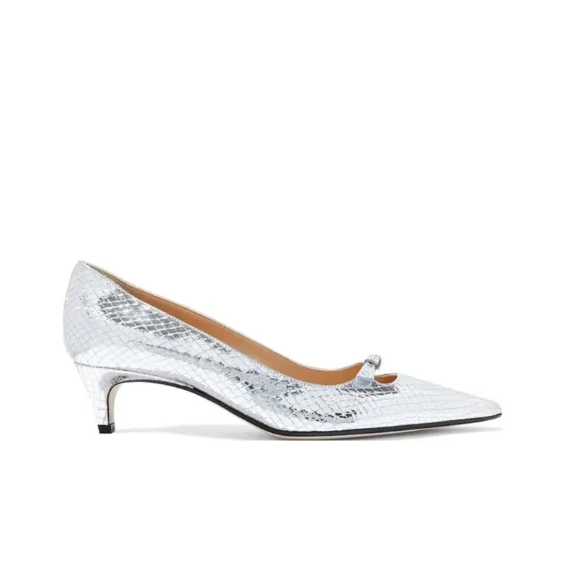 SERGIO ROSSI Isobel Slim Heel High Heels 4.5cm Women's Silver-1