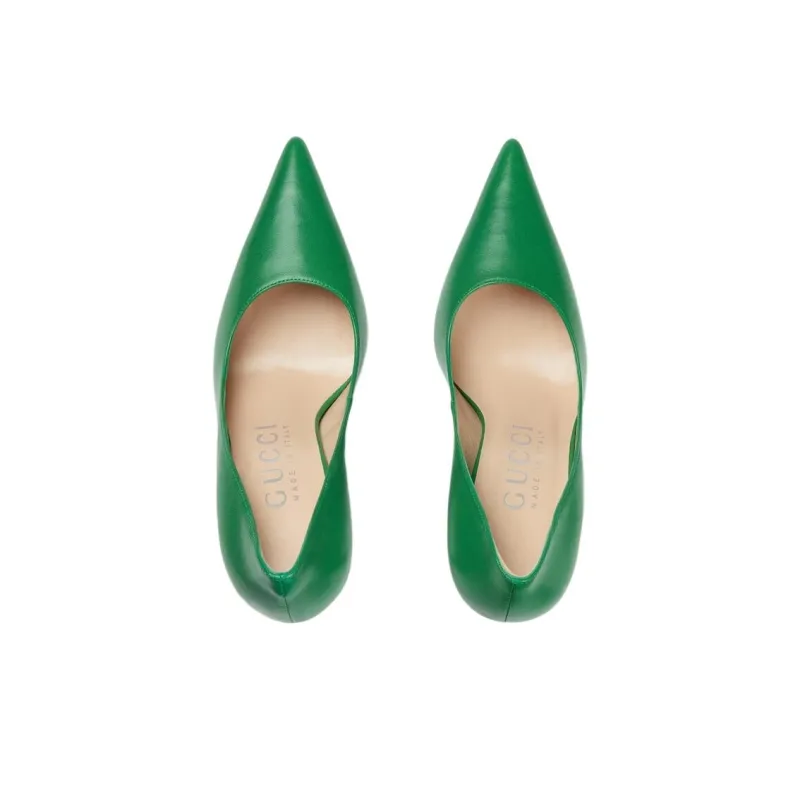 GUCCI Slim Heel High Heels 10.5cm Women's Green-3