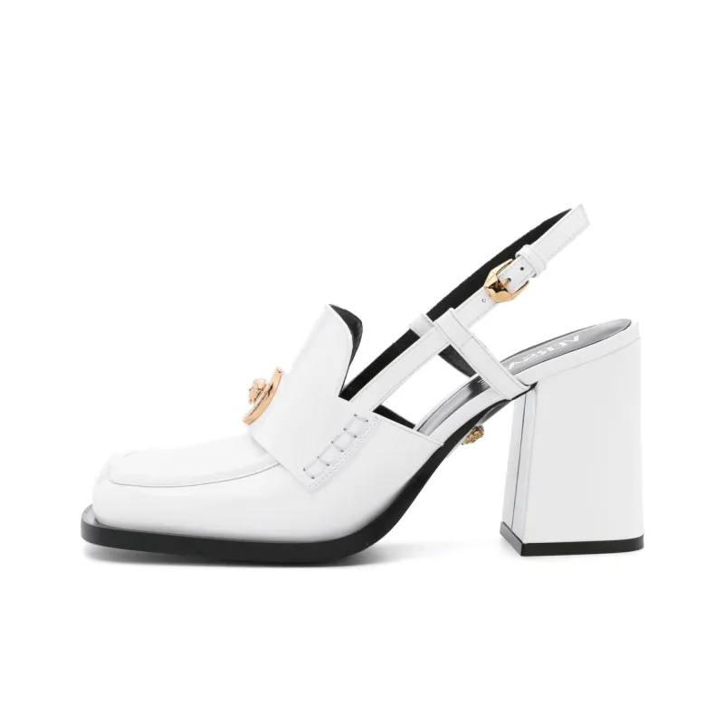 VERSACE 85mm Slingback Loafer Pumps-0
