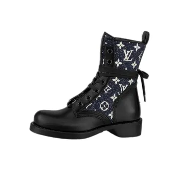 LOUIS VUITTON Lv Metropolis Flat Ranger Boots 'Black With Denim Monogram' Women's