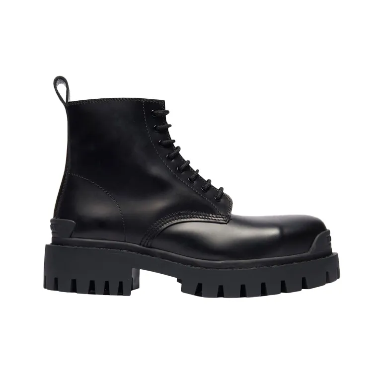 Balenciaga Small Cowhide Lacing Martin Mid Boots 'Black'-1
