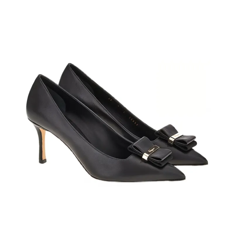 FERRAGAMO Slim Heel High Heels 7cm Women's Black-2