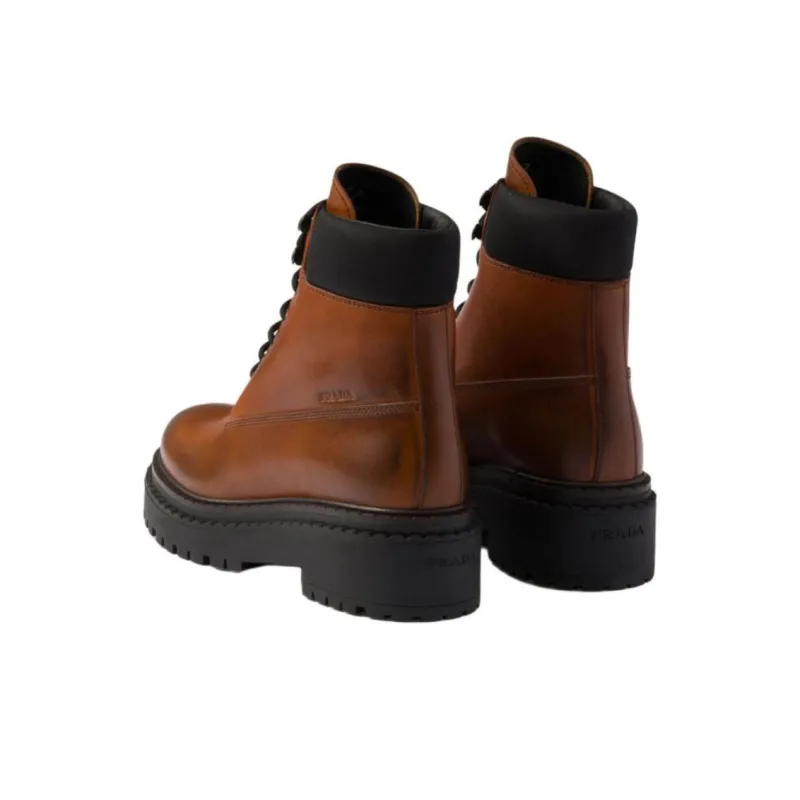 PRADA Re Nylon Ankle Boots Women's Brown-5