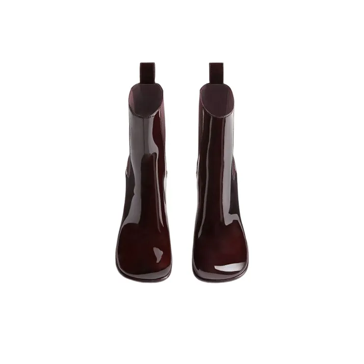 Bottega Veneta Patent Leather Ankle Boot Brown Women's-2