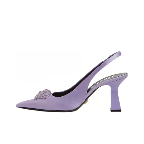 VERSACE La Medusa Cone Heel High Heels Women's Purple
