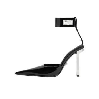 FANSIZHE Slice Block Heel High Heels 10.5cm Women's Black