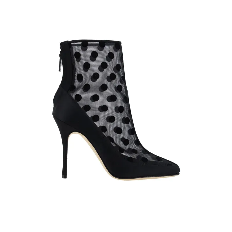 MANOLO BLAHNIK Mukinka Mesh Polka-dot Ankle Boots-1