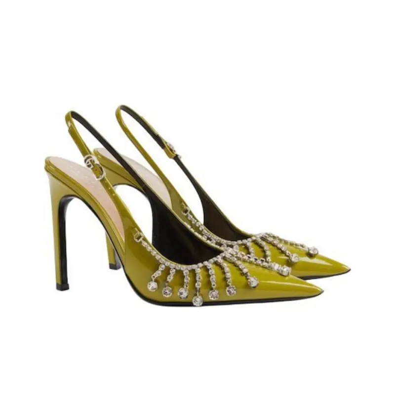 GUCCI Slim Heel High Heels 10.5cm Women's Green-2