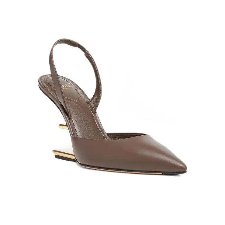 FENDI Leather Slingback Pumps-2