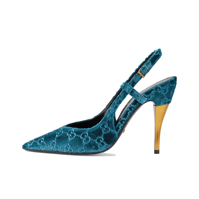 GUCCI Slim Heel High Heels 10.5cm Women's Blue-0