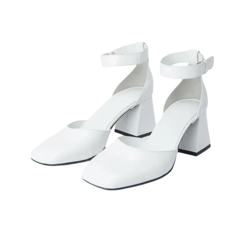 By Far Judy Chunky Heel High Heels 7cm Women's White-2