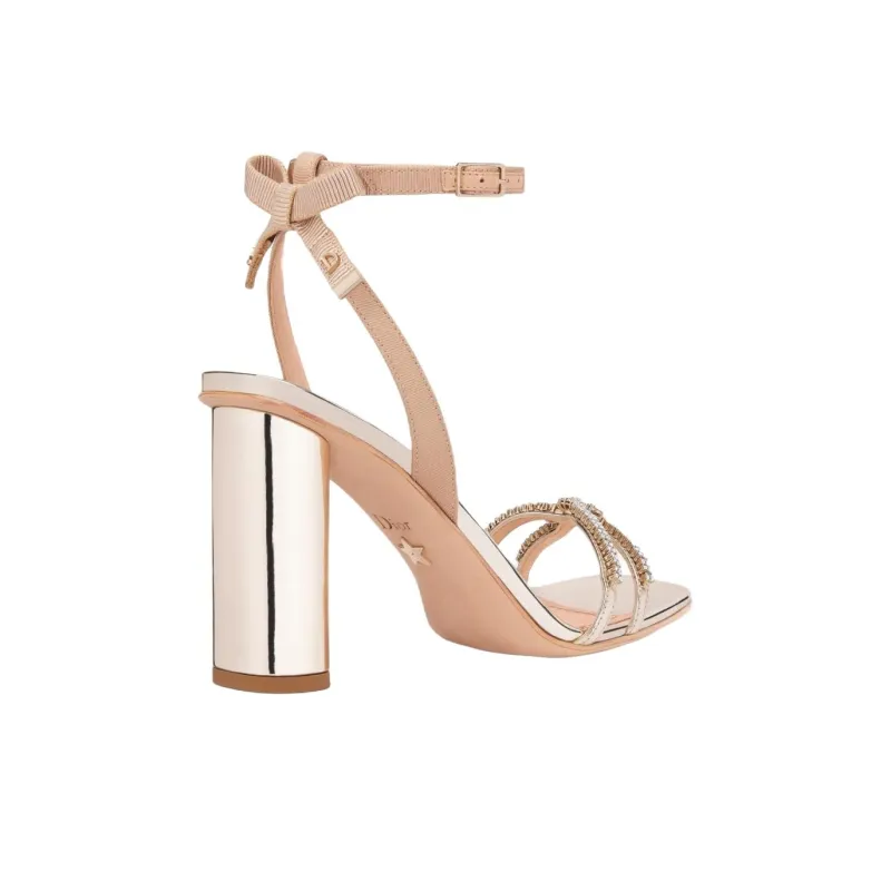 DIOR Sunset Chunky Heel High Heels Women's Gold-3