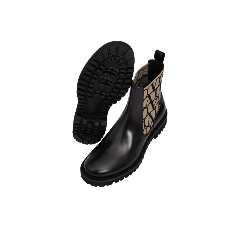 Valentino Short Chelsea Boots Men's Black-5