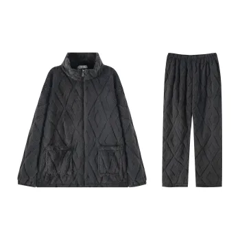 Qiao Ni Tong Pajama Set Men's Dark Gray