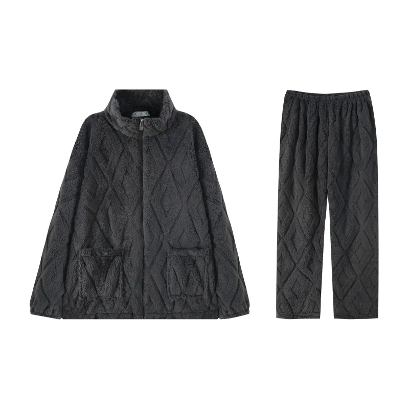 Qiao Ni Tong Pajama Set Men's Dark Gray-0