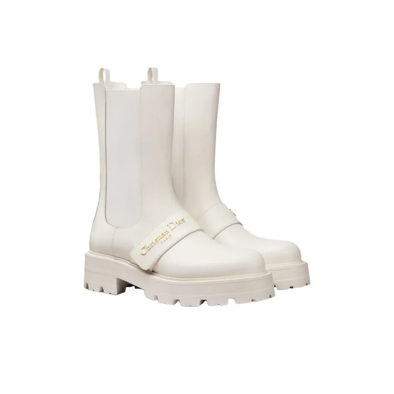 DIOR D Quest Short Chelsea Boots Women's White-2