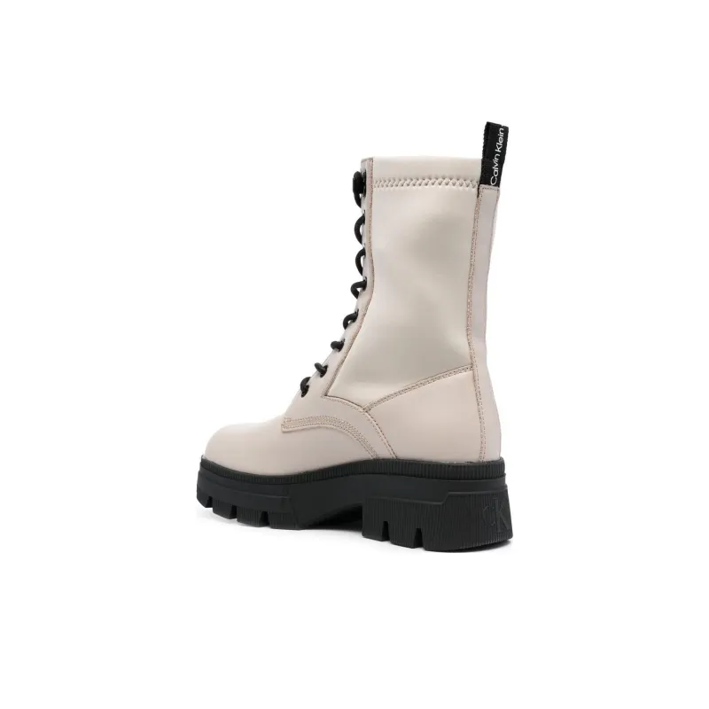 CKJ CALVIN KLEIN JEANS Lace up Leather Combat Boots Women's-4