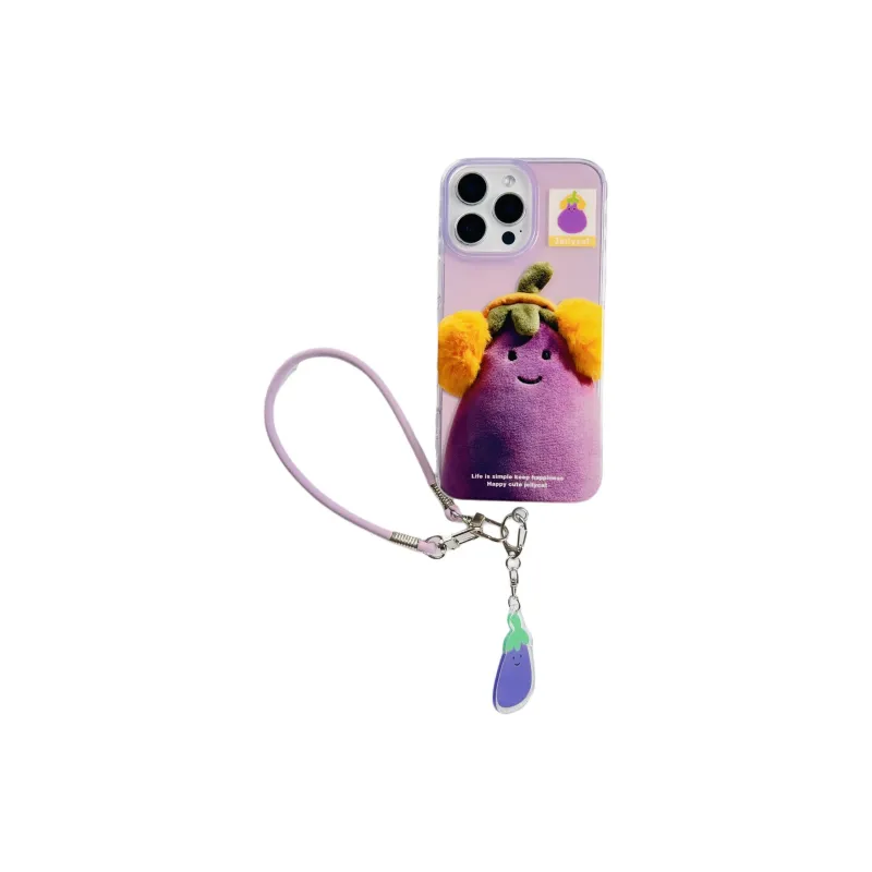 Wei Xin Acrylic Material Headphone Eggplant Phone Cases Compatible With IPhone 16/15 Pro Max/Apple 13/14 Pro/Max-5