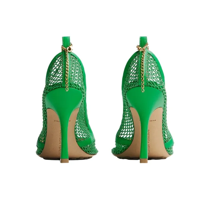 Bottega Veneta Mesh Square Toe Pumps-4
