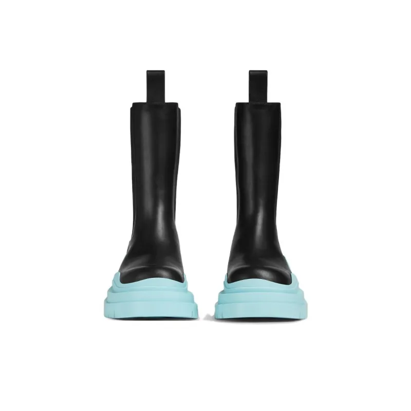 Bottega Veneta Tire Chelsea Crew Chelsea Boots Women's Black Blue-3