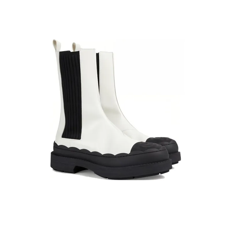 GUCCI Short Chelsea Boots 1.5cm Women's Ecru-3