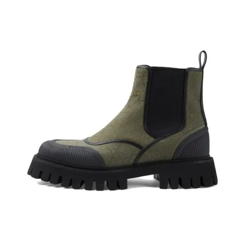 GUCCI Short Chelsea Boots 4.5cm Men's Green Black