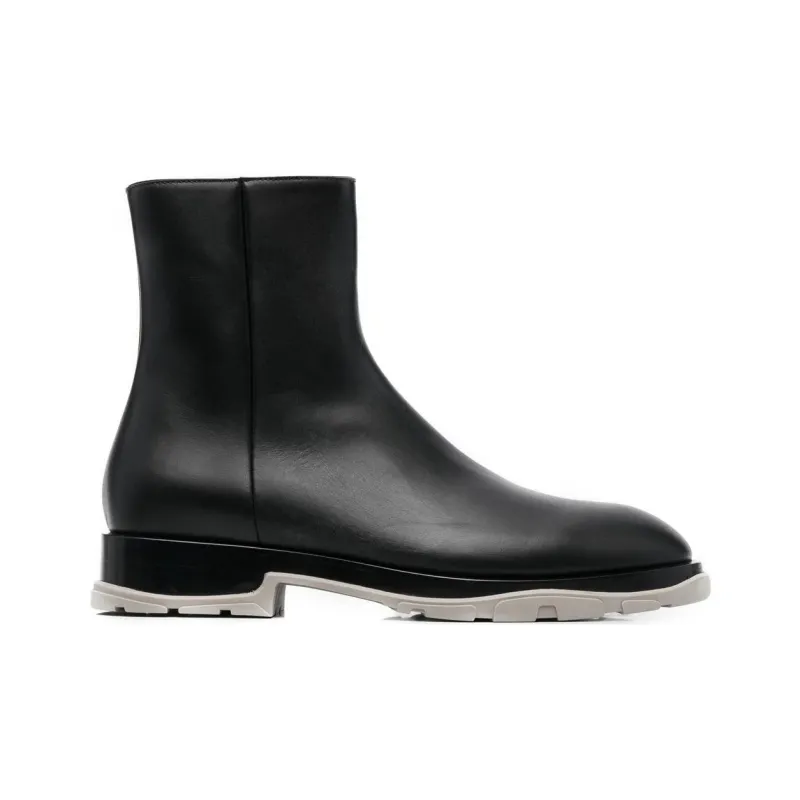 Alexander McQueen Half Leather Boot Black Grey-2