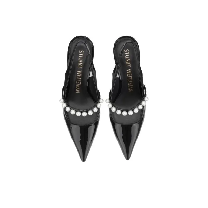 Stuart Weitzman/SW GOLDIE XCURVE 85 SLINGBACK Slim Heel High Heels 8.5cm Women's Black-4