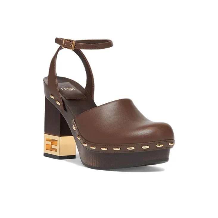 FENDI Logo Detailed Ankle Buckled Pumps-1