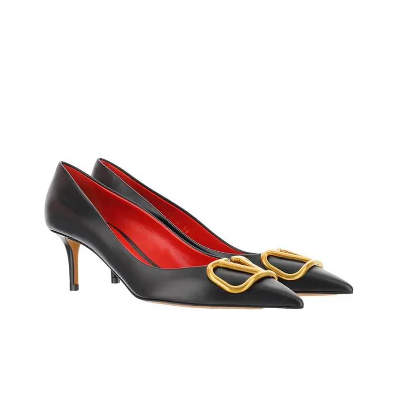 Valentino Slim Heel High Heels Women's Black-2