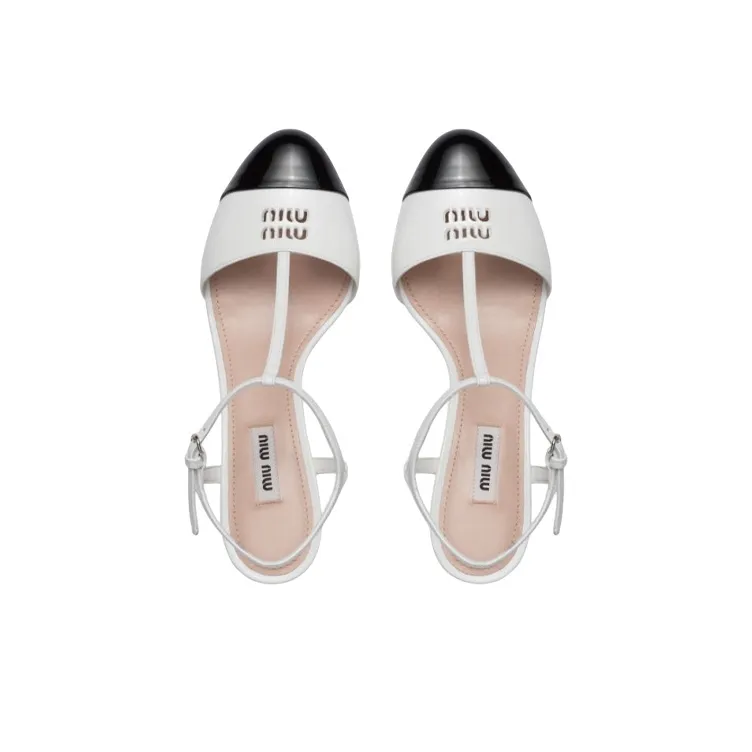 MIU MIU Killer Cone Heel High Heels Women's White Black-3