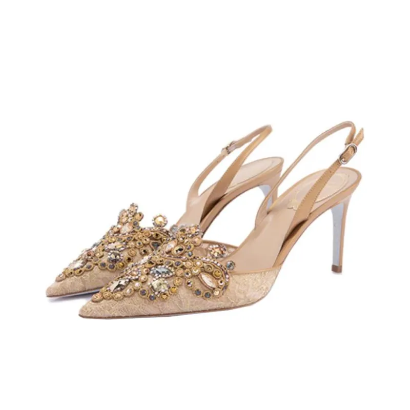 René Caovilla 70mm Crystal-embellished Lace Pumps-4