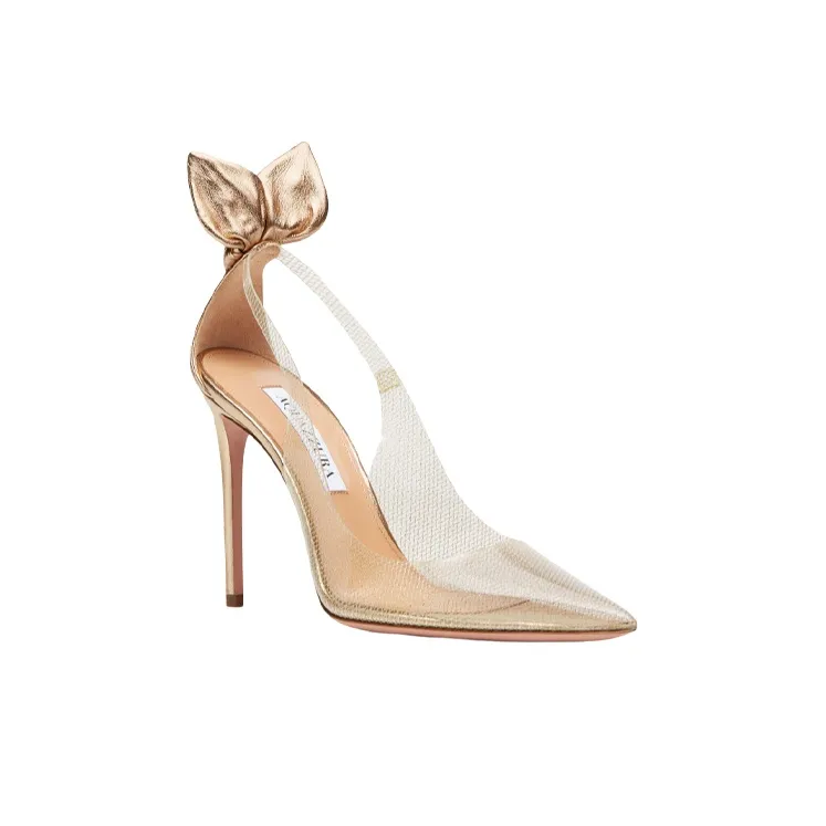 AQUAZZURA Plexi Slim Heel High Heels Women's Gold-2