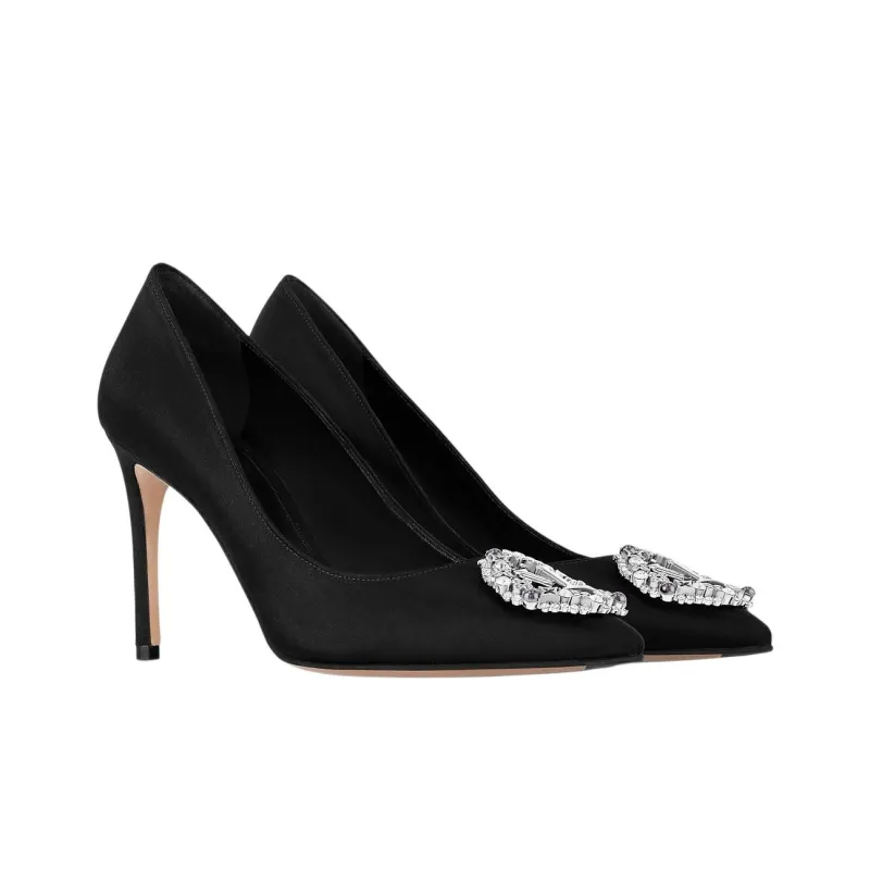 LOUIS VUITTON Met Slim Heel High Heels 9cm Women's Black-2