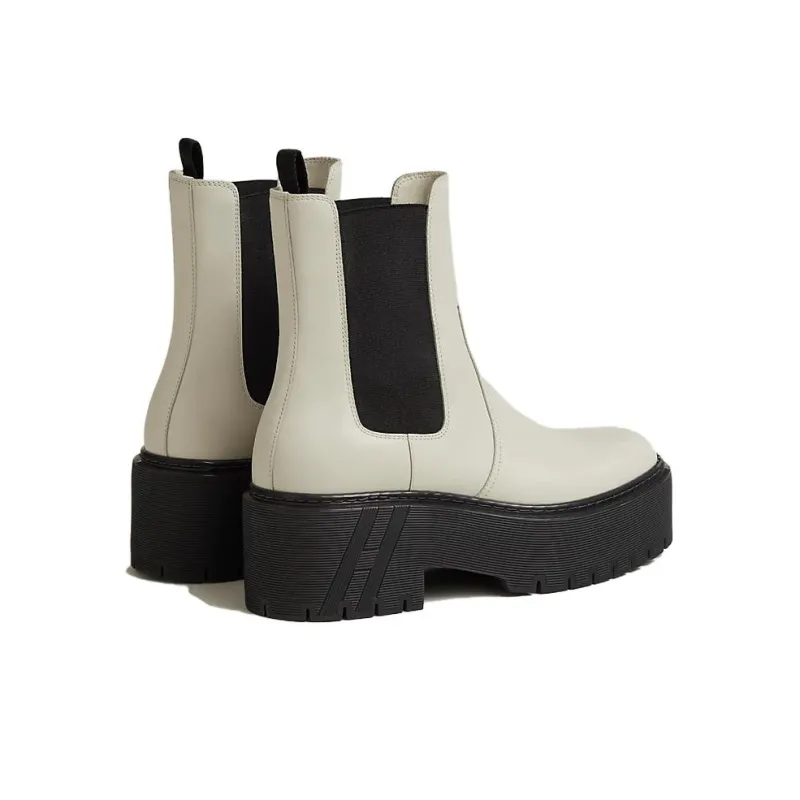 HERMES Harrow Short Chelsea Boots Women's Beige-3