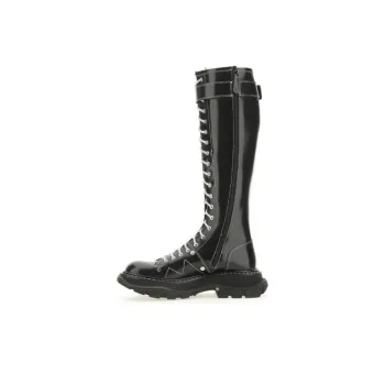 Alexander McQueen Buckle Detailed Lace Up Boots 'Black' Women's